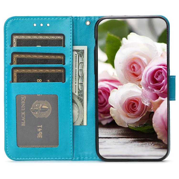 Rose Butterfly Embossed Leather Phone Case, For Redmi A5 4G 171.7mm, For Redmi Note 14S 4G Global, For Redmi Note 14 Pro 4G Global, For Redmi Note 14 4G 163.25mm Global, For Redmi Note 14 Pro+ 5G