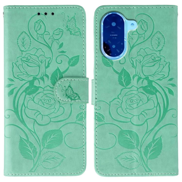 Rose Butterfly Embossed Leather Phone Case, For Redmi A5 4G 171.7mm, For Redmi Note 14S 4G Global, For Redmi Note 14 Pro 4G Global, For Redmi Note 14 4G 163.25mm Global, For Redmi Note 14 Pro+ 5G