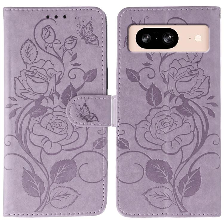 Rose Butterfly Embossed Leather Phone Case, For Google Pixel 10 Pro XL, For Google Pixel 9a, For Google Pixel 9 Pro, For Google Pixel 8a, For Google Pixel 8 Pro, For Google Pixel 8