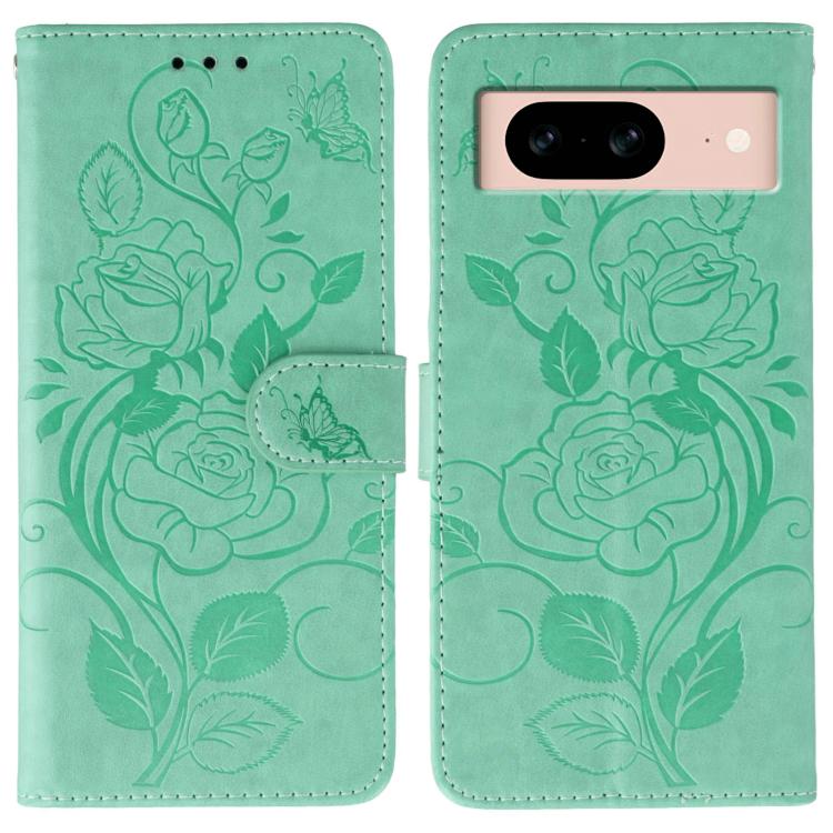 Rose Butterfly Embossed Leather Phone Case, For Google Pixel 10 Pro XL, For Google Pixel 9a, For Google Pixel 9 Pro, For Google Pixel 8a, For Google Pixel 8 Pro, For Google Pixel 8