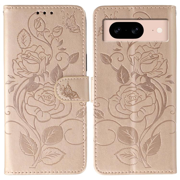 Rose Butterfly Embossed Leather Phone Case, For Google Pixel 10 Pro XL, For Google Pixel 9a, For Google Pixel 9 Pro, For Google Pixel 8a, For Google Pixel 8 Pro, For Google Pixel 8