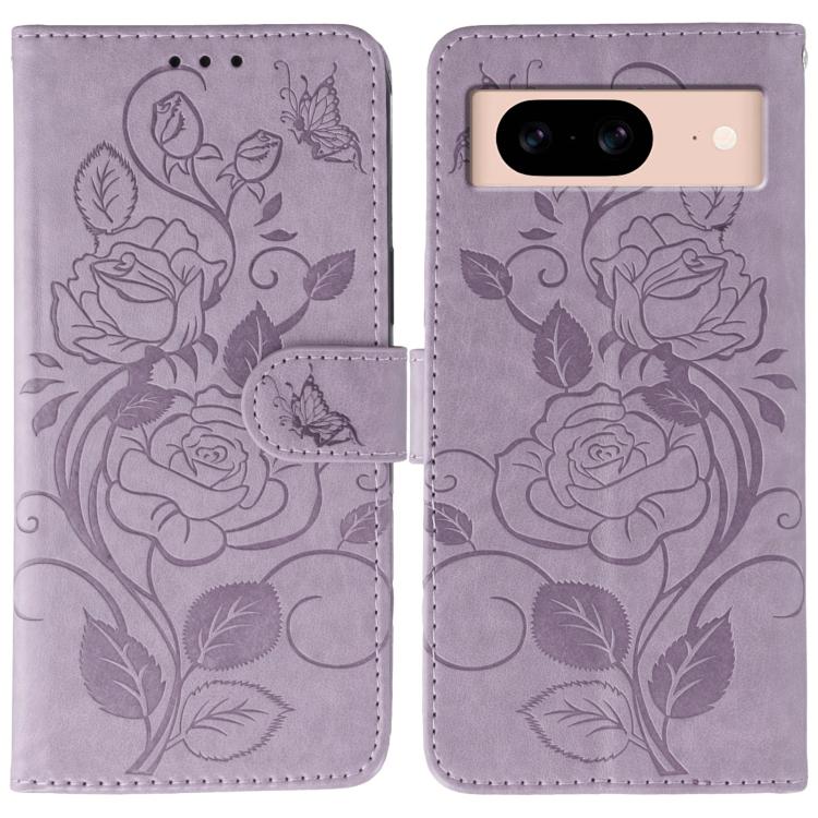 Rose Butterfly Embossed Leather Phone Case, For Google Pixel 10 Pro XL, For Google Pixel 9a, For Google Pixel 9 Pro, For Google Pixel 8a, For Google Pixel 8 Pro, For Google Pixel 8