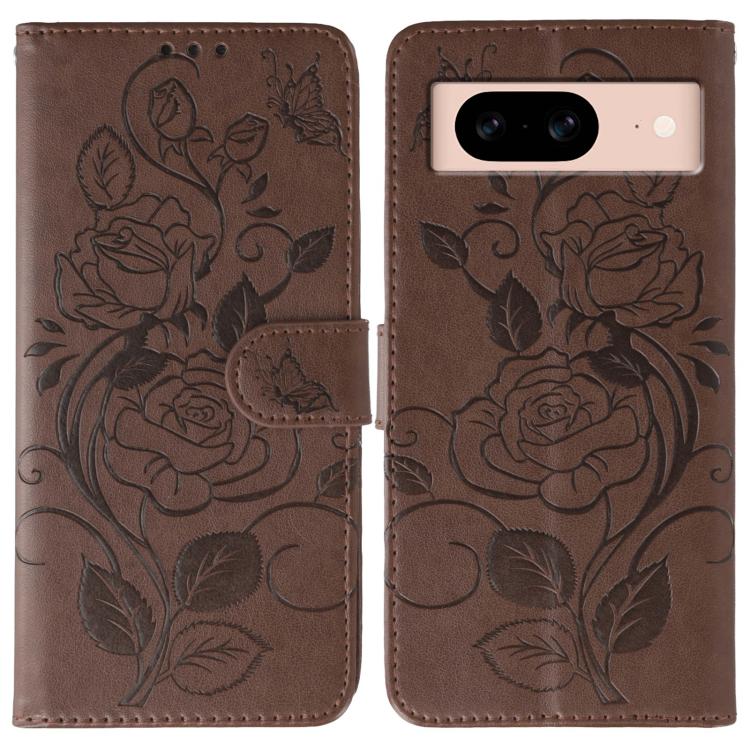 Rose Butterfly Embossed Leather Phone Case, For Google Pixel 10 Pro XL, For Google Pixel 9a, For Google Pixel 9 Pro, For Google Pixel 8a, For Google Pixel 8 Pro, For Google Pixel 8