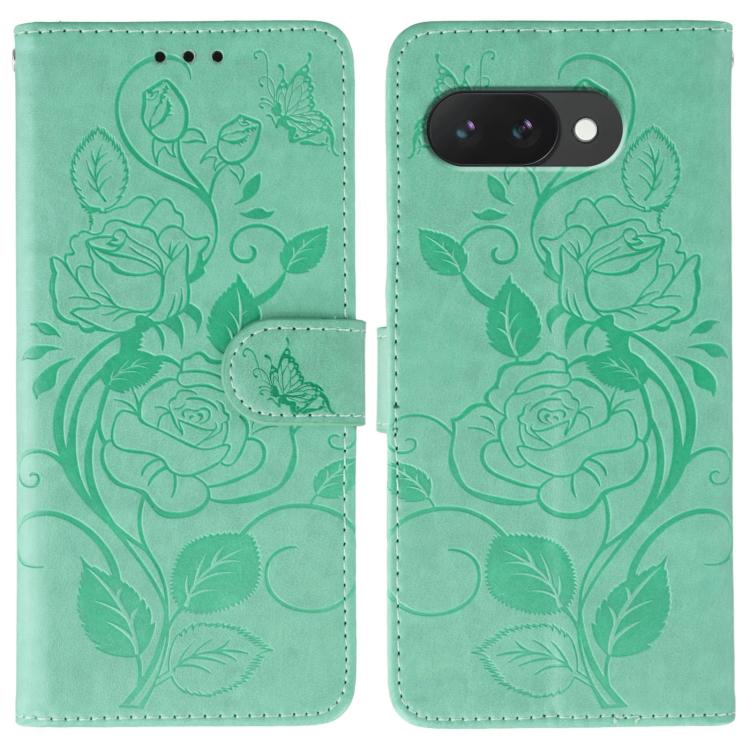 Rose Butterfly Embossed Leather Phone Case, For Google Pixel 10 Pro XL, For Google Pixel 9a, For Google Pixel 9 Pro, For Google Pixel 8a, For Google Pixel 8 Pro, For Google Pixel 8