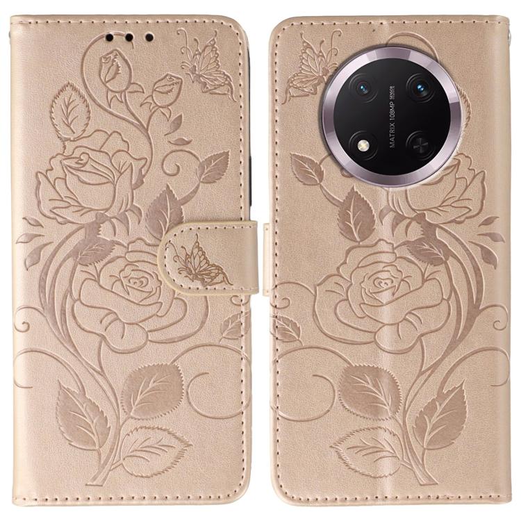 Rose Butterfly Embossed Leather Phone Case, For Honor Magic7 Lite / X9c, For Honor Magic7 Pro, For Honor X7c / Play 60 Plus, For Honor Magic6 Lite / X50 / X9b