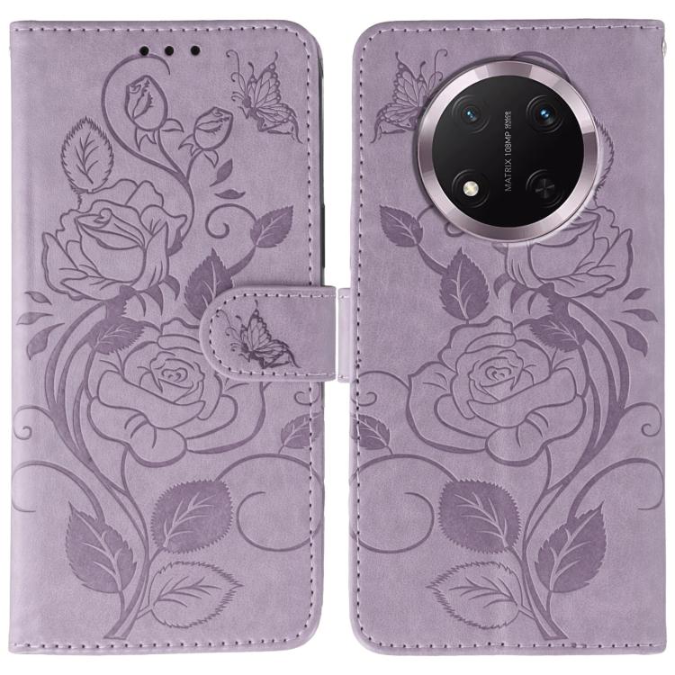 Rose Butterfly Embossed Leather Phone Case, For Honor Magic7 Lite / X9c, For Honor Magic7 Pro, For Honor X7c / Play 60 Plus, For Honor Magic6 Lite / X50 / X9b
