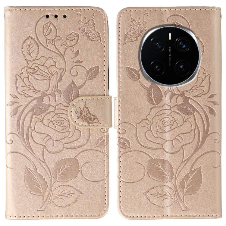 Rose Butterfly Embossed Leather Phone Case, For Honor Magic7 Lite / X9c, For Honor Magic7 Pro, For Honor X7c / Play 60 Plus, For Honor Magic6 Lite / X50 / X9b