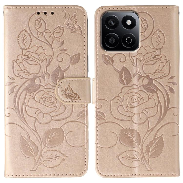 Rose Butterfly Embossed Leather Phone Case, For Honor Magic7 Lite / X9c, For Honor Magic7 Pro, For Honor X7c / Play 60 Plus, For Honor Magic6 Lite / X50 / X9b