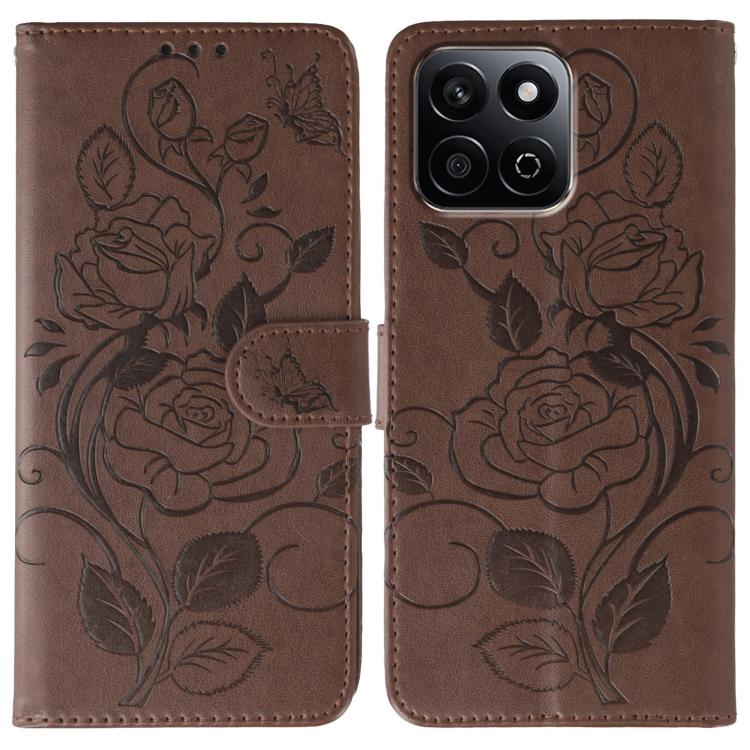 Rose Butterfly Embossed Leather Phone Case, For Honor Magic7 Lite / X9c, For Honor Magic7 Pro, For Honor X7c / Play 60 Plus, For Honor Magic6 Lite / X50 / X9b
