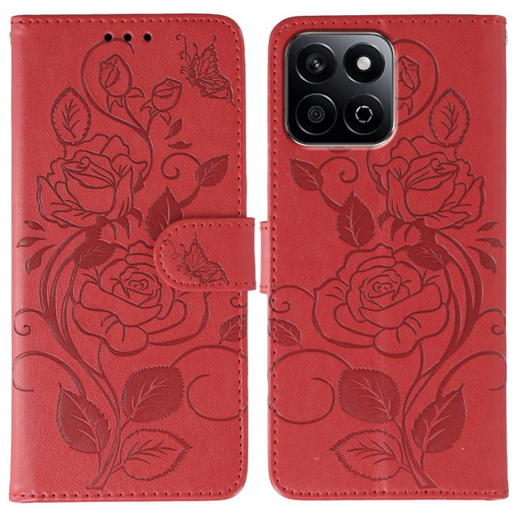 Rose Butterfly Embossed Leather Phone Case, For Honor Magic7 Lite / X9c, For Honor Magic7 Pro, For Honor X7c / Play 60 Plus, For Honor Magic6 Lite / X50 / X9b