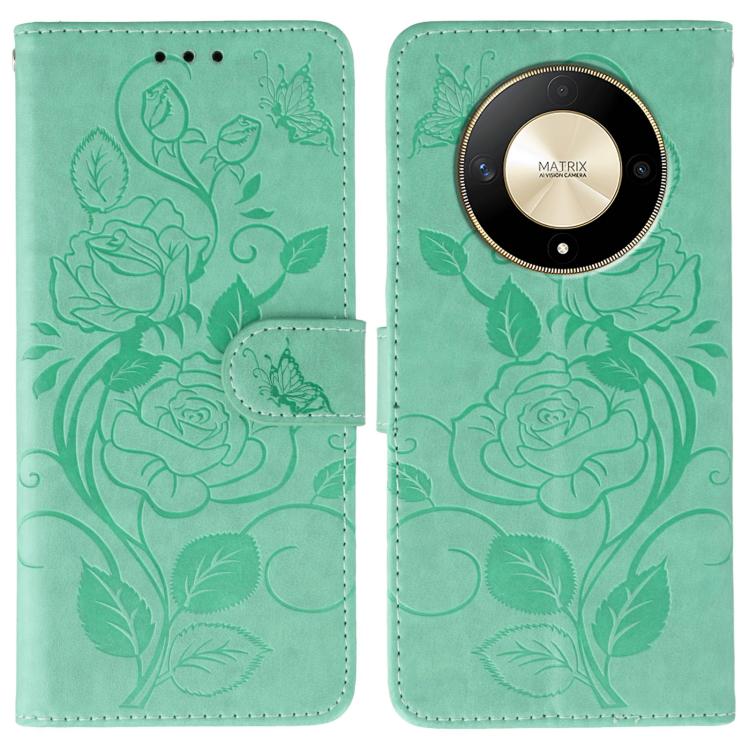 Rose Butterfly Embossed Leather Phone Case, For Honor Magic7 Lite / X9c, For Honor Magic7 Pro, For Honor X7c / Play 60 Plus, For Honor Magic6 Lite / X50 / X9b