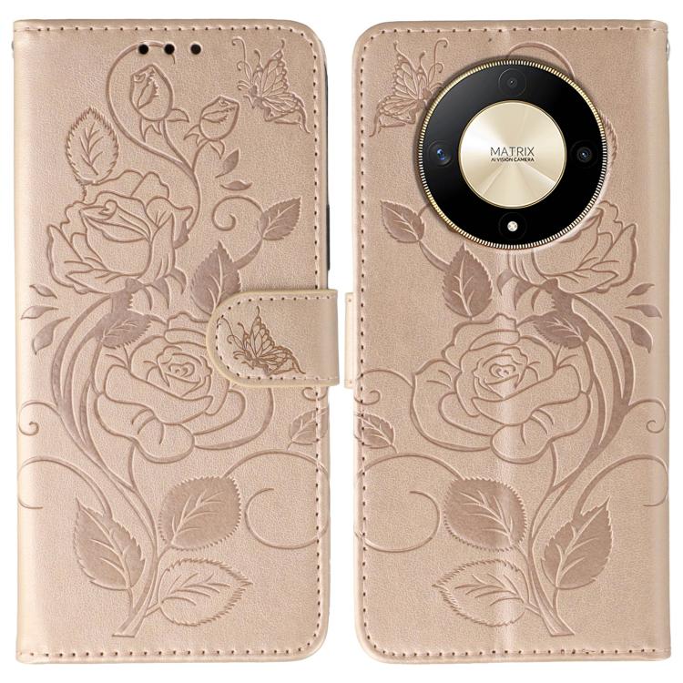 Rose Butterfly Embossed Leather Phone Case, For Honor Magic7 Lite / X9c, For Honor Magic7 Pro, For Honor X7c / Play 60 Plus, For Honor Magic6 Lite / X50 / X9b