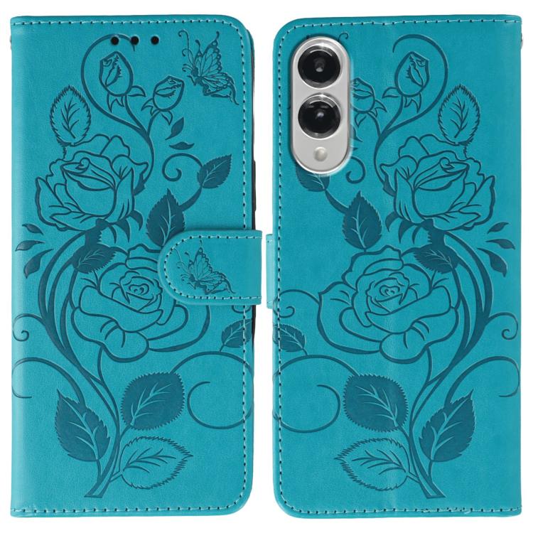 Rose Butterfly Embossed Leather Phone Case, For Samsung Galaxy S26 Edge 5G, For Samsung Galaxy S25 Edge 5G