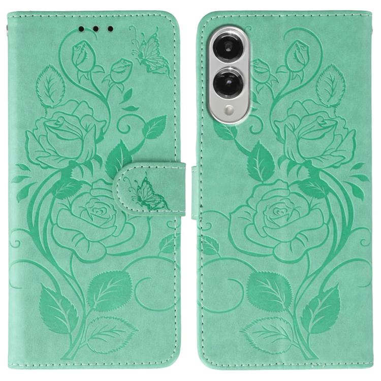 Rose Butterfly Embossed Leather Phone Case, For Samsung Galaxy S26 Edge 5G, For Samsung Galaxy S25 Edge 5G