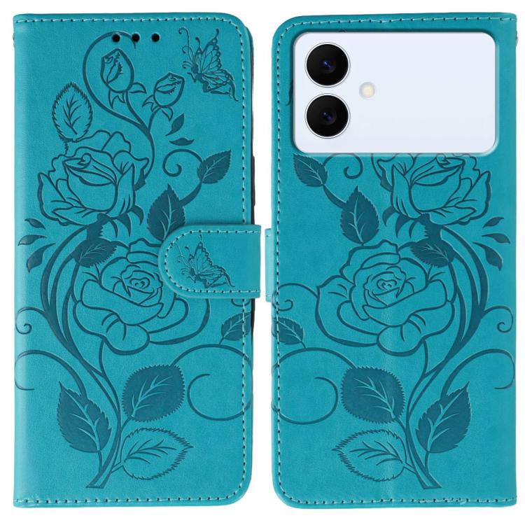 Rose Butterfly Embossed Leather Phone Case, For Samsung Galaxy S26 Edge 5G, For Samsung Galaxy S25 Edge 5G