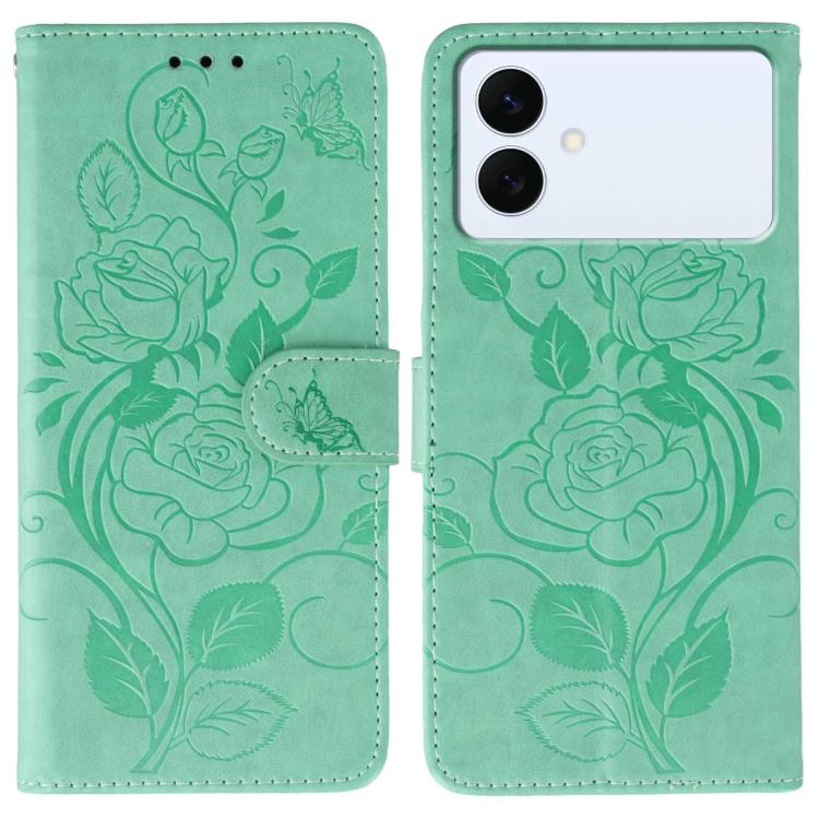 Rose Butterfly Embossed Leather Phone Case, For Samsung Galaxy S26 Edge 5G, For Samsung Galaxy S25 Edge 5G