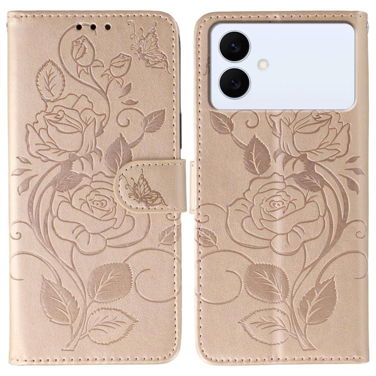 Rose Butterfly Embossed Leather Phone Case, For Samsung Galaxy S26 Edge 5G, For Samsung Galaxy S25 Edge 5G