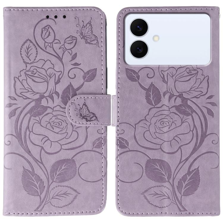 Rose Butterfly Embossed Leather Phone Case, For Samsung Galaxy S26 Edge 5G, For Samsung Galaxy S25 Edge 5G