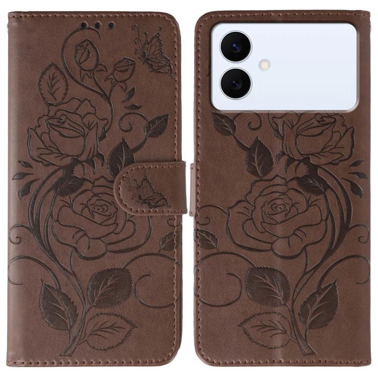 Rose Butterfly Embossed Leather Phone Case, For Samsung Galaxy S26 Edge 5G, For Samsung Galaxy S25 Edge 5G