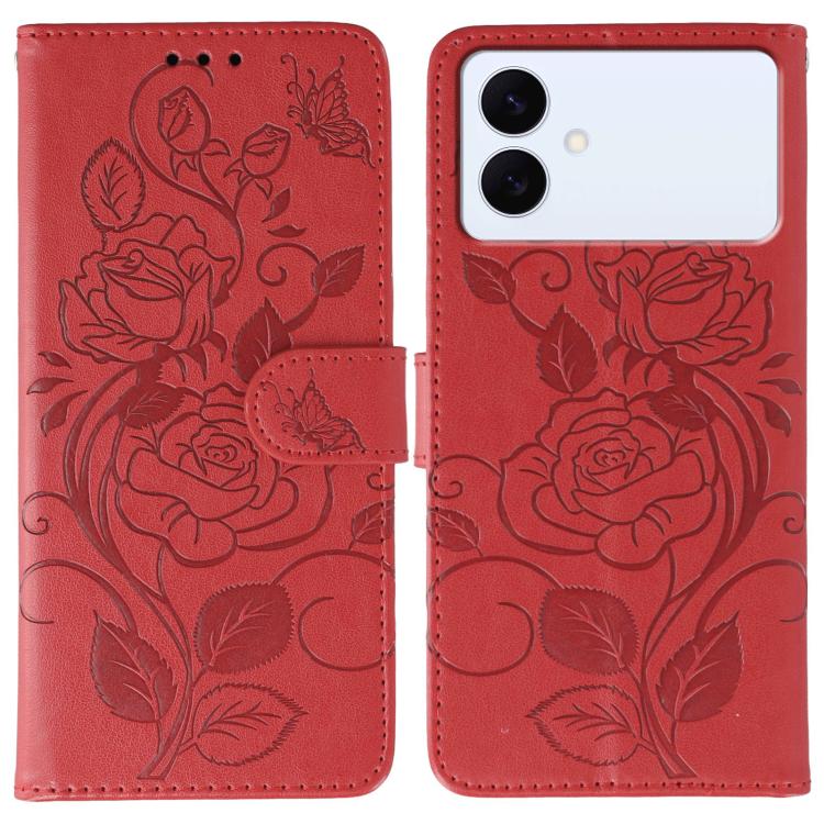 Rose Butterfly Embossed Leather Phone Case, For Samsung Galaxy S26 Edge 5G, For Samsung Galaxy S25 Edge 5G