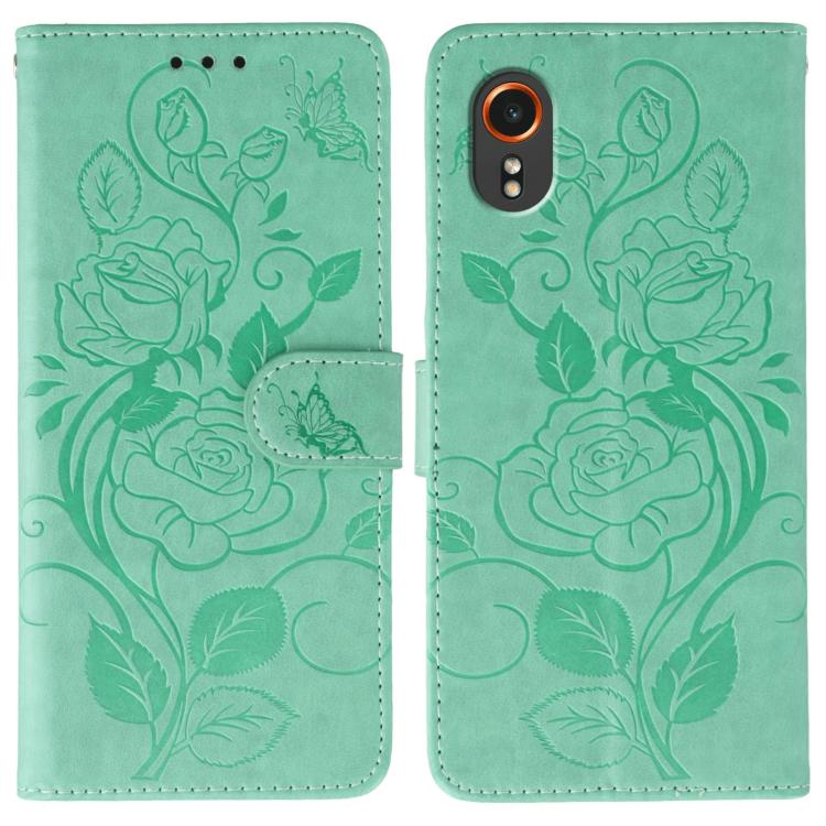 Rose Butterfly Embossed Leather Phone Case, For Samsung Galaxy XCover7 Pro, For Samsung Galaxy XCover7