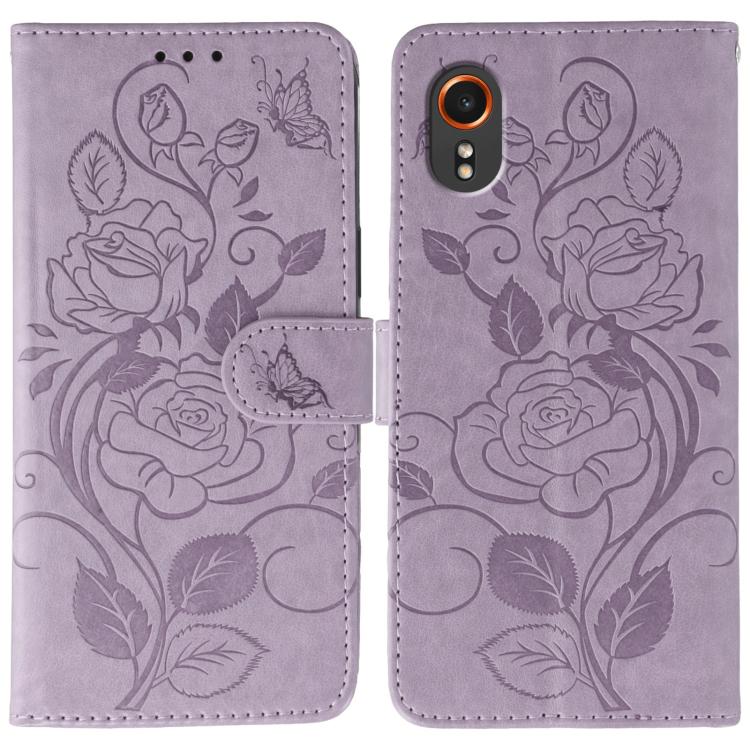 Rose Butterfly Embossed Leather Phone Case, For Samsung Galaxy XCover7 Pro, For Samsung Galaxy XCover7