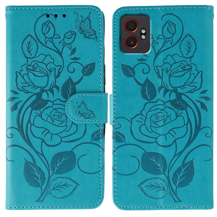 Rose Butterfly Embossed Leather Phone Case, For Samsung Galaxy XCover7 Pro, For Samsung Galaxy XCover7