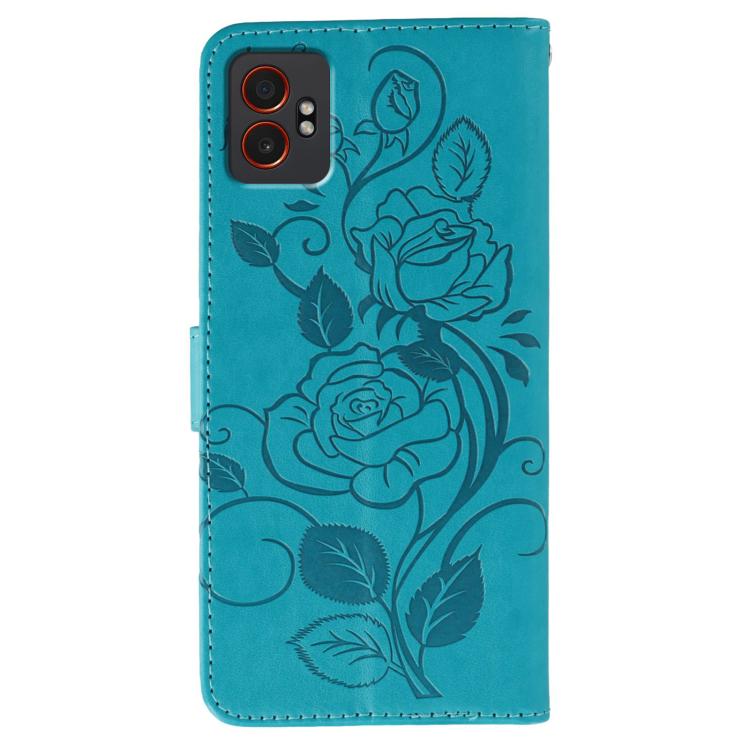 Rose Butterfly Embossed Leather Phone Case, For Samsung Galaxy XCover7 Pro, For Samsung Galaxy XCover7