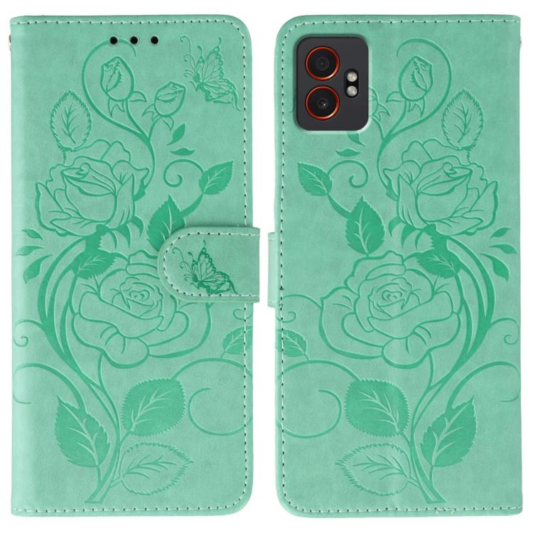 Rose Butterfly Embossed Leather Phone Case, For Samsung Galaxy XCover7 Pro, For Samsung Galaxy XCover7