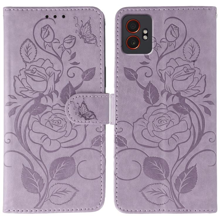 Rose Butterfly Embossed Leather Phone Case, For Samsung Galaxy XCover7 Pro, For Samsung Galaxy XCover7