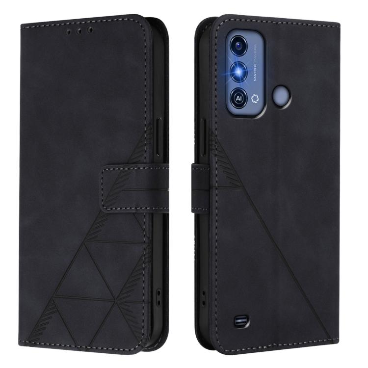 Crossbody 3D Embossed Flip Leather Phone Case, For ZTE Blade A53 Pro
