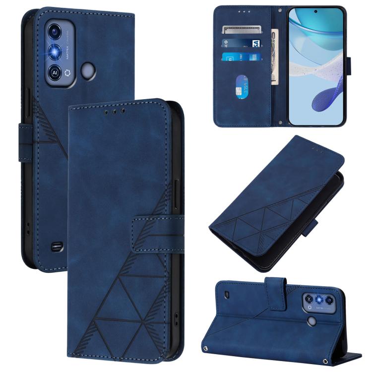 Crossbody 3D Embossed Flip Leather Phone Case, For ZTE Blade A53 Pro