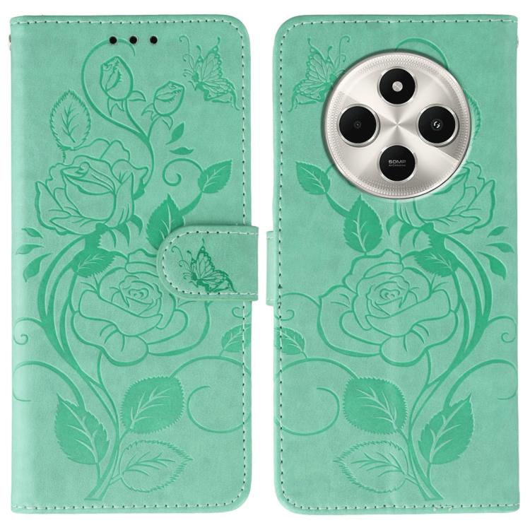 Rose Butterfly Embossed Leather Phone Case, For Redmi 15C 5G / 4G EU 173mm, For Redmi 15 5G Global / 15 4G SEA, For Redmi 15 5G / 4G EU 171mm, For Redmi 15C 5G / 4G Global 171mm, For Redmi Turbo 4 Pro 5G / Poco F7, For Xiaomi Poco F7 Ultra / Redmi K80 ...