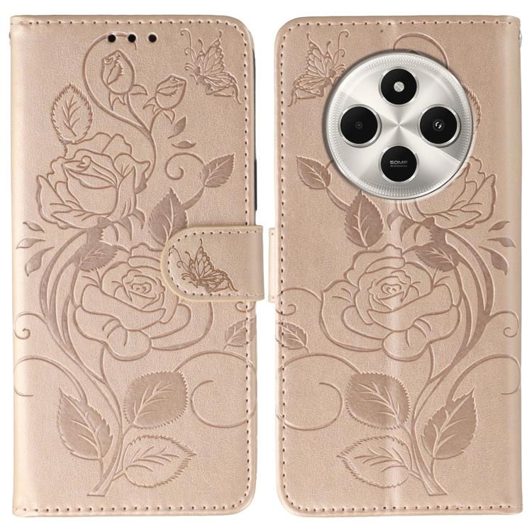 Rose Butterfly Embossed Leather Phone Case, For Redmi 15C 5G / 4G EU 173mm, For Redmi 15 5G Global / 15 4G SEA, For Redmi 15 5G / 4G EU 171mm, For Redmi 15C 5G / 4G Global 171mm, For Redmi Turbo 4 Pro 5G / Poco F7, For Xiaomi Poco F7 Ultra / Redmi K80 ...