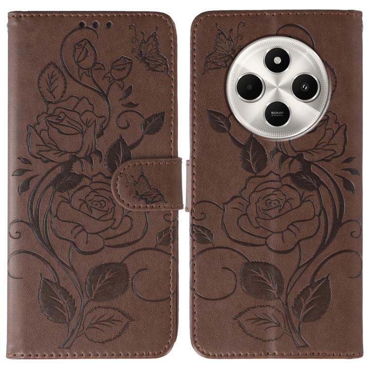 Rose Butterfly Embossed Leather Phone Case, For Redmi 15C 5G / 4G EU 173mm, For Redmi 15 5G Global / 15 4G SEA, For Redmi 15 5G / 4G EU 171mm, For Redmi 15C 5G / 4G Global 171mm, For Redmi Turbo 4 Pro 5G / Poco F7, For Xiaomi Poco F7 Ultra / Redmi K80 ...