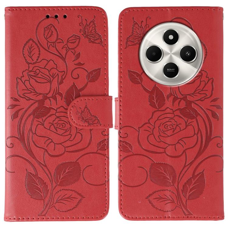 Rose Butterfly Embossed Leather Phone Case, For Redmi 15C 5G / 4G EU 173mm, For Redmi 15 5G Global / 15 4G SEA, For Redmi 15 5G / 4G EU 171mm, For Redmi 15C 5G / 4G Global 171mm, For Redmi Turbo 4 Pro 5G / Poco F7, For Xiaomi Poco F7 Ultra / Redmi K80 ...