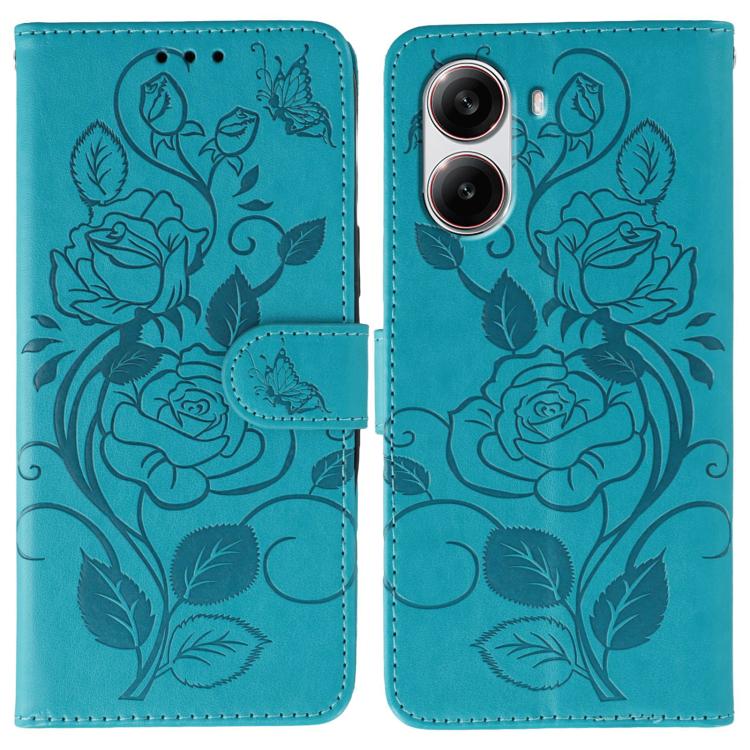 Rose Butterfly Embossed Leather Phone Case, For Xiaomi 15 Ultra, For Xiaomi Poco X7 Pro, For Xiaomi 15 Pro, For Xiaomi 15, For Xiaomi 14T Pro, For Xiaomi 14T, For Xiaomi Poco C61 4G Global, For Xiaomi 13T / 13T Pro