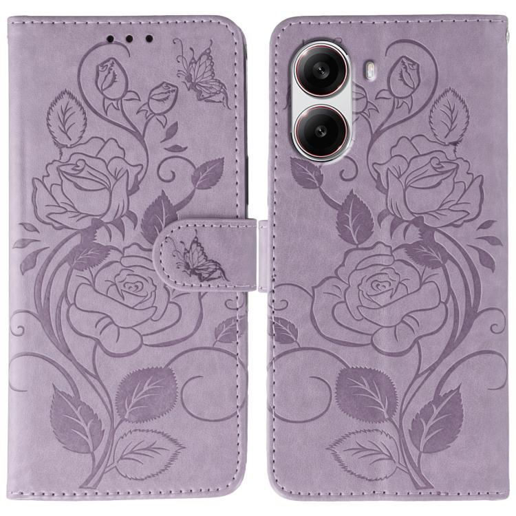 Rose Butterfly Embossed Leather Phone Case, For Xiaomi 15 Ultra, For Xiaomi Poco X7 Pro, For Xiaomi 15 Pro, For Xiaomi 15, For Xiaomi 14T Pro, For Xiaomi 14T, For Xiaomi Poco C61 4G Global, For Xiaomi 13T / 13T Pro