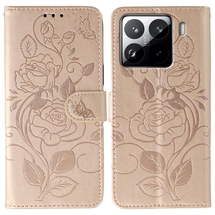 Rose Butterfly Embossed Leather Phone Case, For Xiaomi 15 Ultra, For Xiaomi Poco X7 Pro, For Xiaomi 15 Pro, For Xiaomi 15, For Xiaomi 14T Pro, For Xiaomi 14T, For Xiaomi Poco C61 4G Global, For Xiaomi 13T / 13T Pro