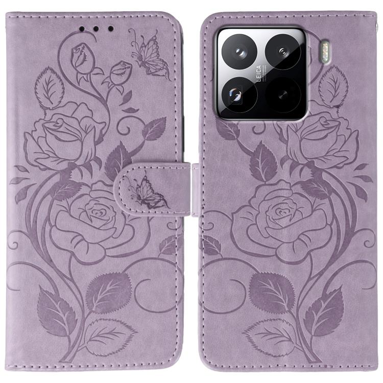 Rose Butterfly Embossed Leather Phone Case, For Xiaomi 15 Ultra, For Xiaomi Poco X7 Pro, For Xiaomi 15 Pro, For Xiaomi 15, For Xiaomi 14T Pro, For Xiaomi 14T, For Xiaomi Poco C61 4G Global, For Xiaomi 13T / 13T Pro