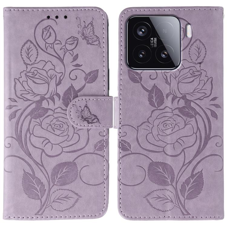 Rose Butterfly Embossed Leather Phone Case, For Xiaomi 15 Ultra, For Xiaomi Poco X7 Pro, For Xiaomi 15 Pro, For Xiaomi 15, For Xiaomi 14T Pro, For Xiaomi 14T, For Xiaomi Poco C61 4G Global, For Xiaomi 13T / 13T Pro