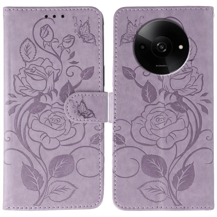 Rose Butterfly Embossed Leather Phone Case, For Xiaomi 15 Ultra, For Xiaomi Poco X7 Pro, For Xiaomi 15 Pro, For Xiaomi 15, For Xiaomi 14T Pro, For Xiaomi 14T, For Xiaomi Poco C61 4G Global, For Xiaomi 13T / 13T Pro