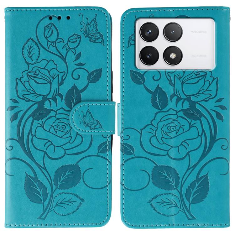 Rose Butterfly Embossed Leather Phone Case, For Xiaomi 15 Ultra, For Xiaomi Poco X7 Pro, For Xiaomi 15 Pro, For Xiaomi 15, For Xiaomi 14T Pro, For Xiaomi 14T, For Xiaomi Poco C61 4G Global, For Xiaomi 13T / 13T Pro