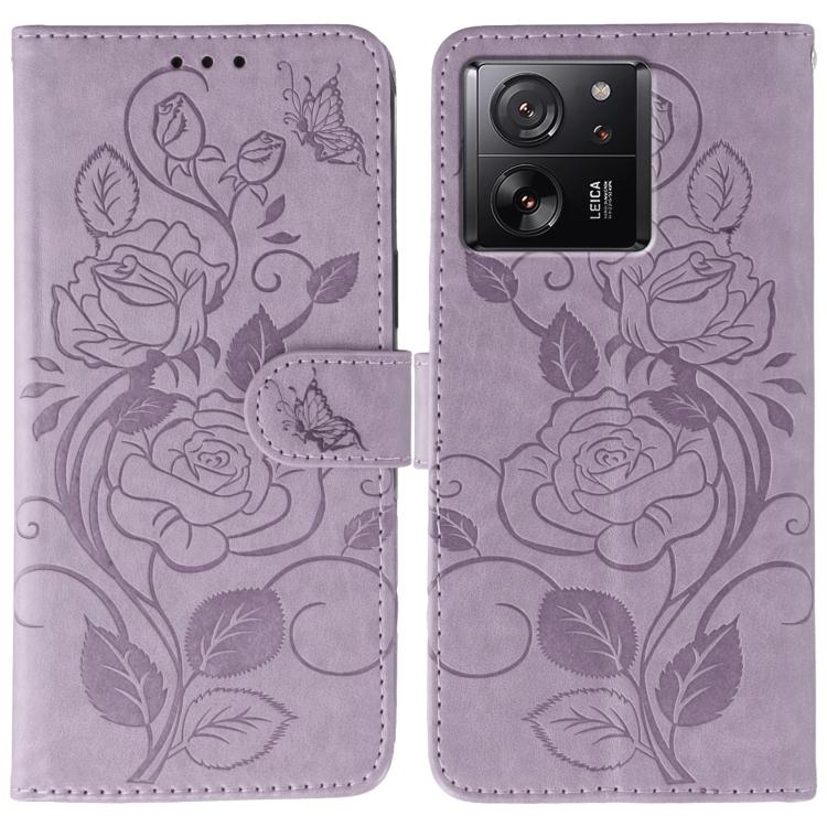 Rose Butterfly Embossed Leather Phone Case, For Xiaomi 15 Ultra, For Xiaomi Poco X7 Pro, For Xiaomi 15 Pro, For Xiaomi 15, For Xiaomi 14T Pro, For Xiaomi 14T, For Xiaomi Poco C61 4G Global, For Xiaomi 13T / 13T Pro