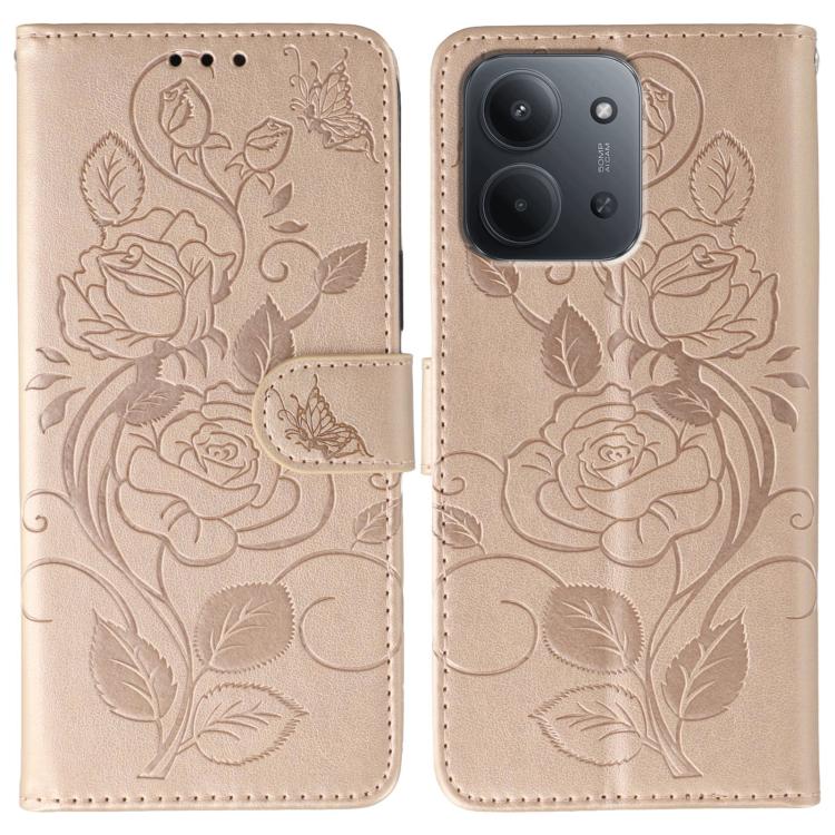 Rose Butterfly Embossed Leather Phone Case, For Redmi 15C 5G / 4G EU 173mm, For Redmi 15 5G Global / 15 4G SEA, For Redmi 15 5G / 4G EU 171mm, For Redmi 15C 5G / 4G Global 171mm, For Redmi Turbo 4 Pro 5G / Poco F7, For Xiaomi Poco F7 Ultra / Redmi K80 ...