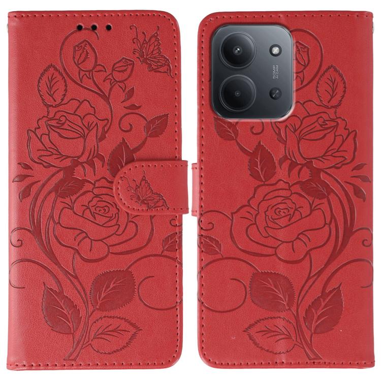 Rose Butterfly Embossed Leather Phone Case, For Redmi 15C 5G / 4G EU 173mm, For Redmi 15 5G Global / 15 4G SEA, For Redmi 15 5G / 4G EU 171mm, For Redmi 15C 5G / 4G Global 171mm, For Redmi Turbo 4 Pro 5G / Poco F7, For Xiaomi Poco F7 Ultra / Redmi K80 ...