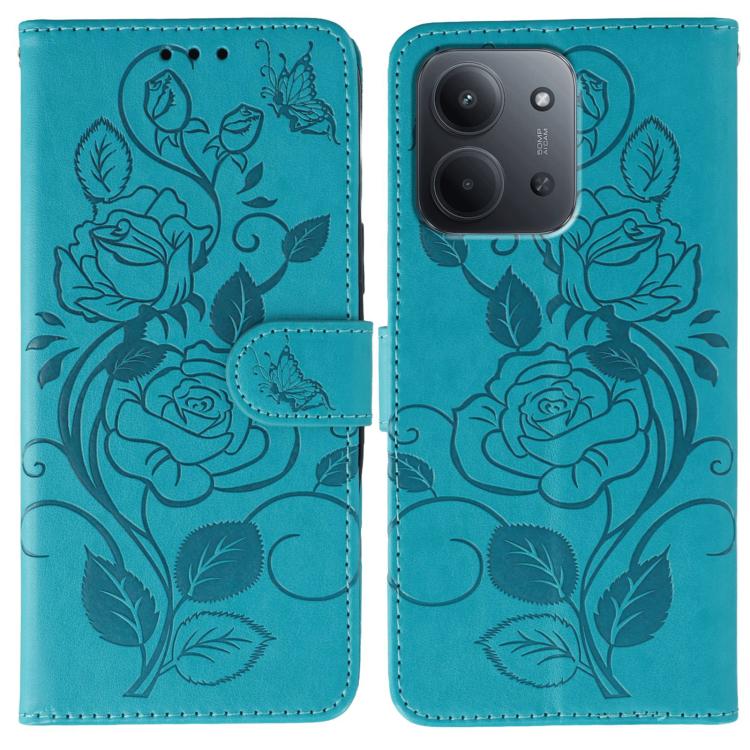 Rose Butterfly Embossed Leather Phone Case, For Redmi 15C 5G / 4G EU 173mm, For Redmi 15 5G Global / 15 4G SEA, For Redmi 15 5G / 4G EU 171mm, For Redmi 15C 5G / 4G Global 171mm, For Redmi Turbo 4 Pro 5G / Poco F7, For Xiaomi Poco F7 Ultra / Redmi K80 ...