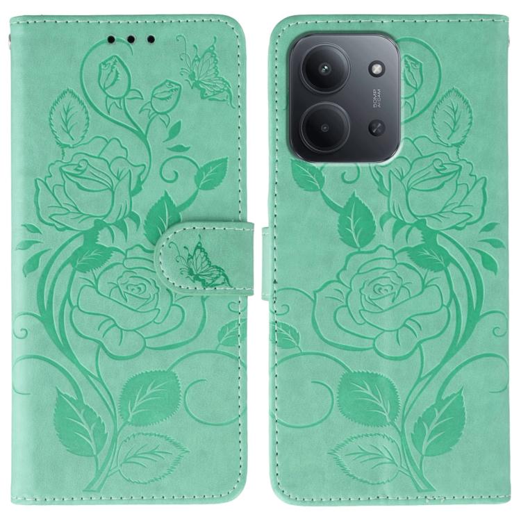 Rose Butterfly Embossed Leather Phone Case, For Redmi 15C 5G / 4G EU 173mm, For Redmi 15 5G Global / 15 4G SEA, For Redmi 15 5G / 4G EU 171mm, For Redmi 15C 5G / 4G Global 171mm, For Redmi Turbo 4 Pro 5G / Poco F7, For Xiaomi Poco F7 Ultra / Redmi K80 ...
