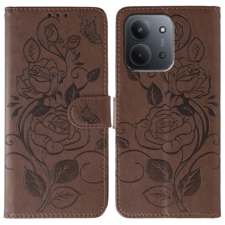 Rose Butterfly Embossed Leather Phone Case, For Redmi 15C 5G / 4G EU 173mm, For Redmi 15 5G Global / 15 4G SEA, For Redmi 15 5G / 4G EU 171mm, For Redmi 15C 5G / 4G Global 171mm, For Redmi Turbo 4 Pro 5G / Poco F7, For Xiaomi Poco F7 Ultra / Redmi K80 ...
