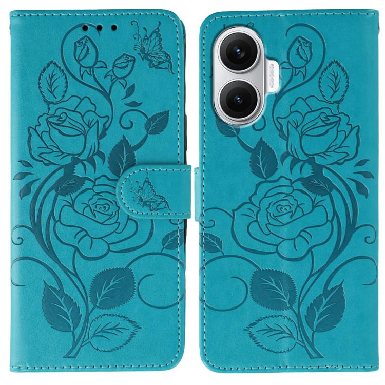Rose Butterfly Embossed Leather Phone Case, For Redmi 15C 5G / 4G EU 173mm, For Redmi 15 5G Global / 15 4G SEA, For Redmi 15 5G / 4G EU 171mm, For Redmi 15C 5G / 4G Global 171mm, For Redmi Turbo 4 Pro 5G / Poco F7, For Xiaomi Poco F7 Ultra / Redmi K80 ...